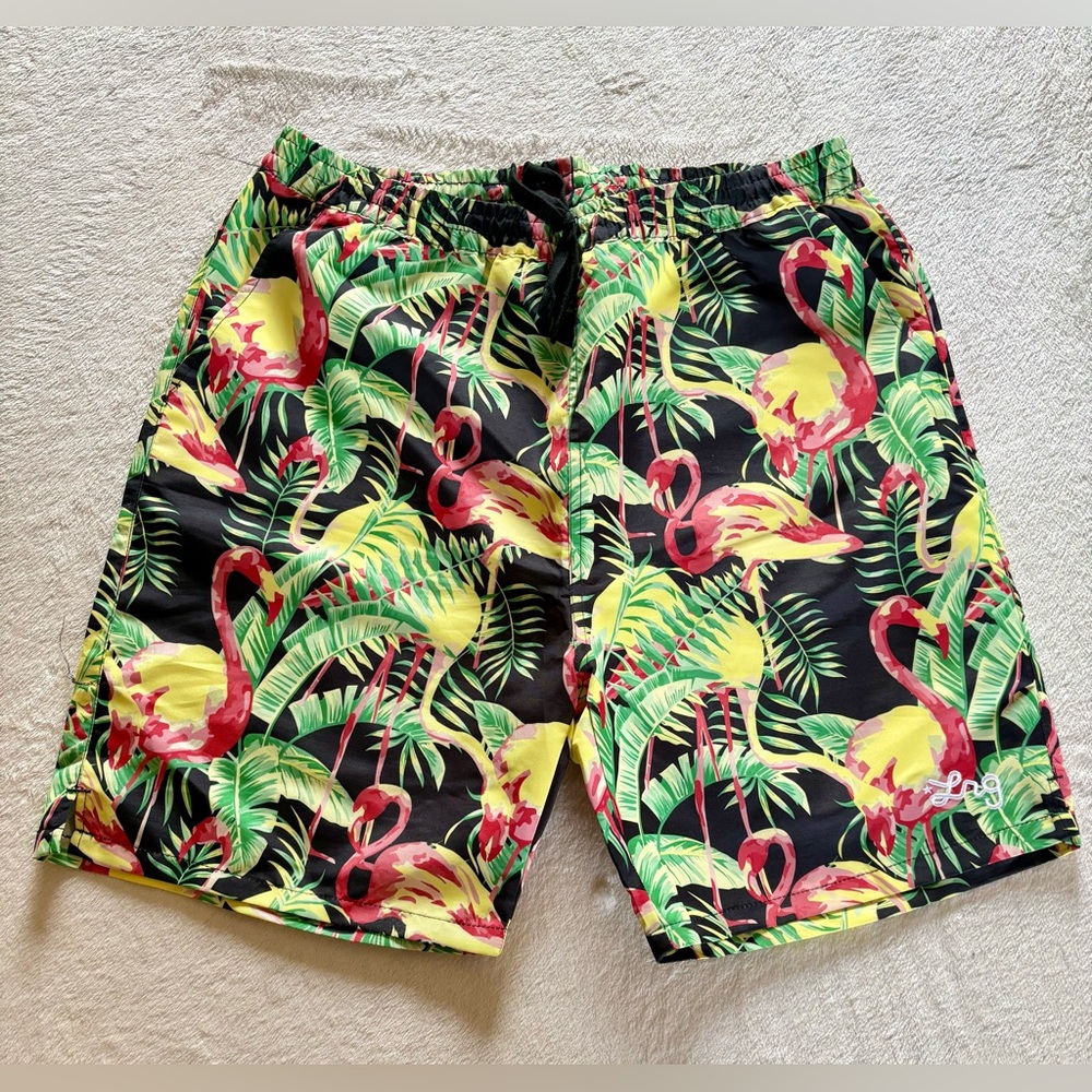 LRG Green and Black Athletic Shorts Relaxed Fit
